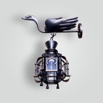 1192-mb1-ir-w-fr-forged-swan-lantern-on-forged-arm-adg-lighting-collection