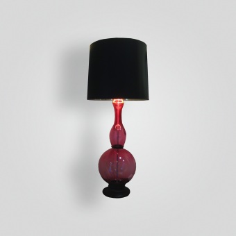 8000-mb1-gl-l Blown Glass Pink Lamp with Black Laquered Shade - ADG Lighting Collection