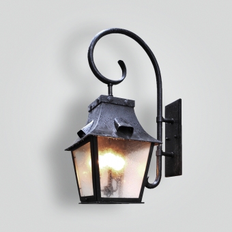 80496-cb4-br-w-shba-large-traditonal-lantern-with-forged-scroll-arm-brass-lantern - ADG Lighting Collection
