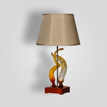 8081-mb2-wogl-l-blown-glass-lamp-silk-shade - ADG Lighting Collection