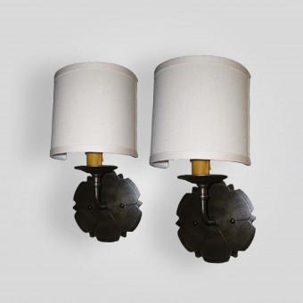 90760-cb1-br-s-sh-brass-sconce-hand-forged-backplate-with-silk-shade - ADG Lighting Collection