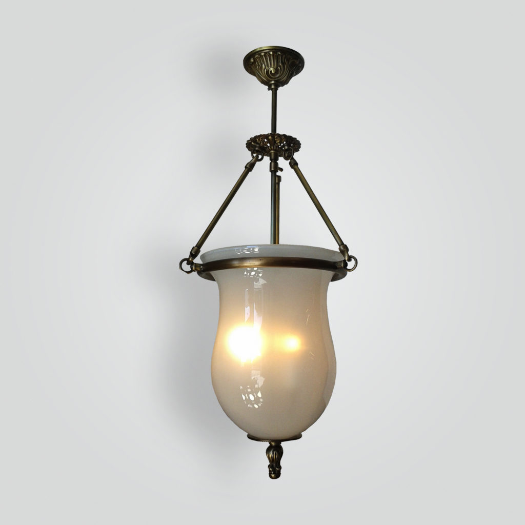 2013-cb3-g White Bell Jar Pendant Cast Brass – ADG Lighting Collection