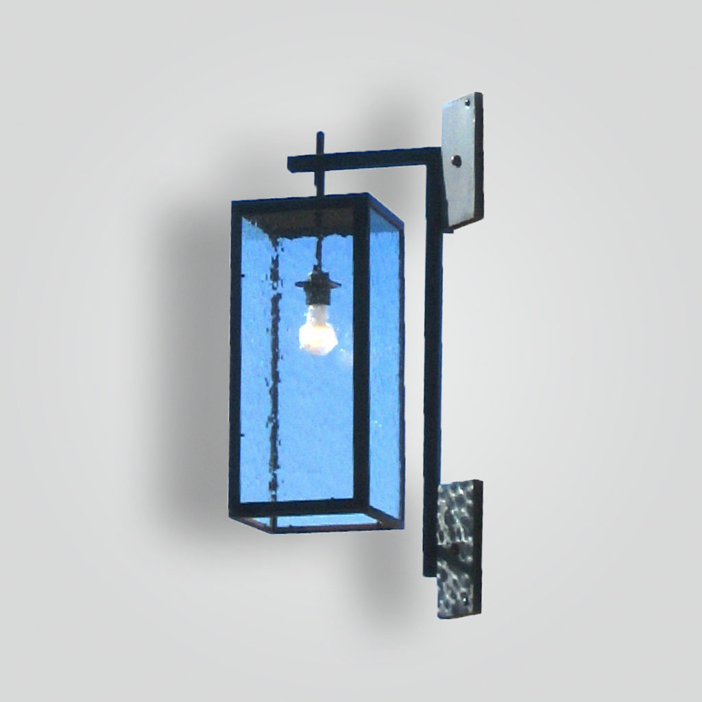 291-mb1-br-w-shba Blue Glass Lantern in Clear – ADG Lighting Collection