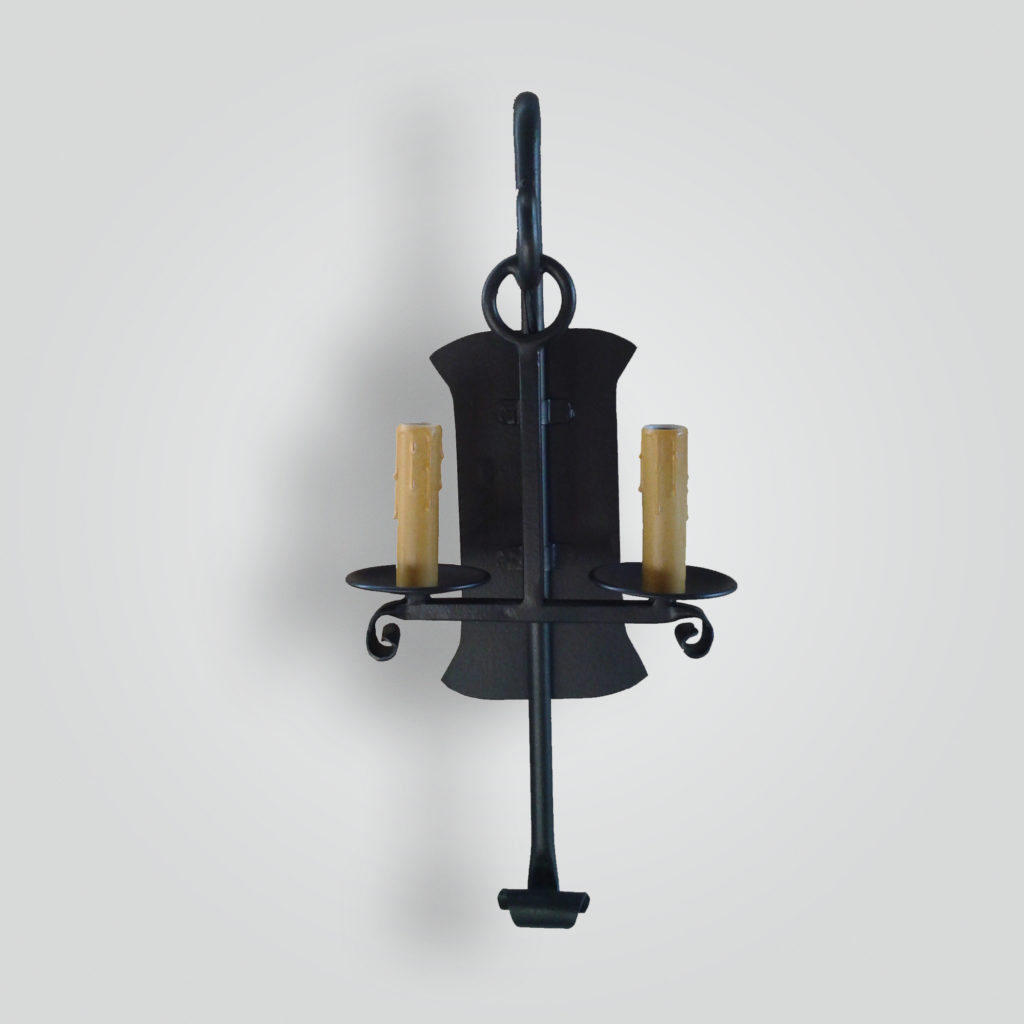 5085-cb2-ir-s-ba-iron-double-candle-stick-sconce-with-giacometti-finish – ADG Lighting Collection