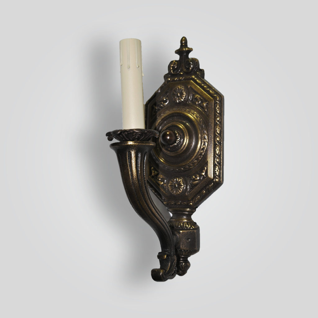 7340-cb1-br-w-ca Cast Brass Sconce English, French-American Sconce – ADG Lighting Collection