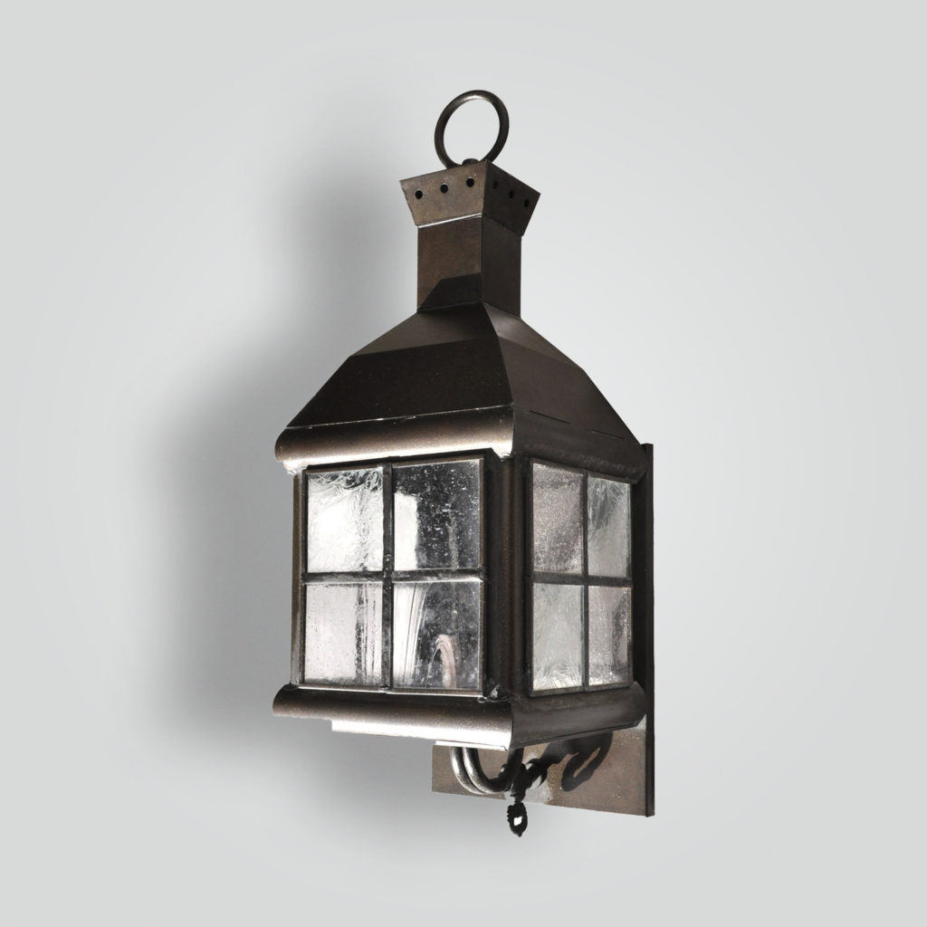 768-cb1-br-w-sh Cottage Wall Lantern With Leaded Glass – ADG Lighting Collection