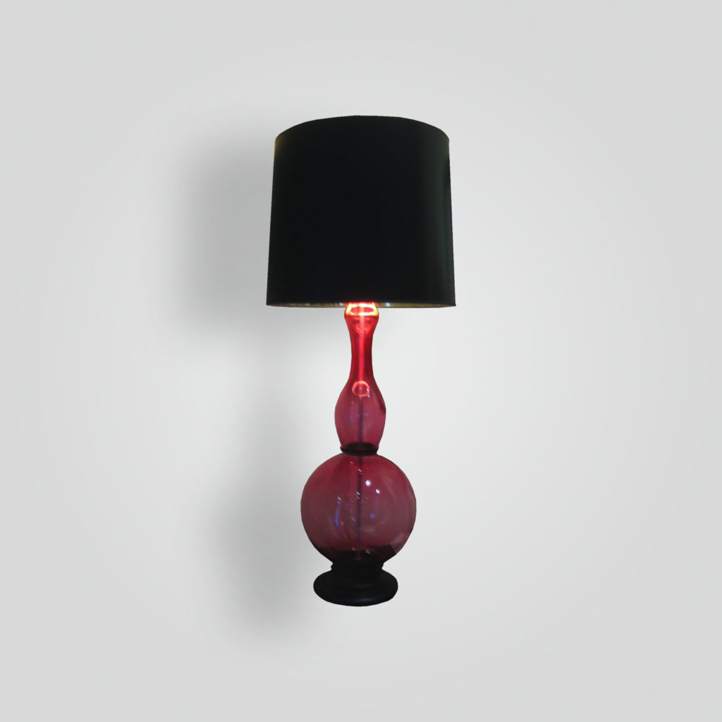 8000-mb1-gl-l Blown Glass Pink Lamp with Black Lacquered Shade  – ADG Lighting Collection