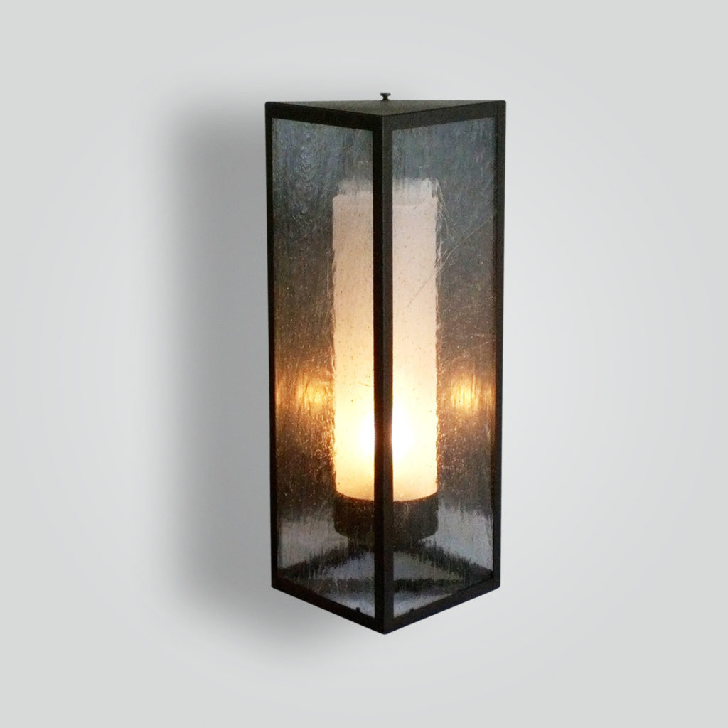 868 Triangle Sconce Sandblasted Cylinder With Seedy Glass In Front – ADG Lighting Collection