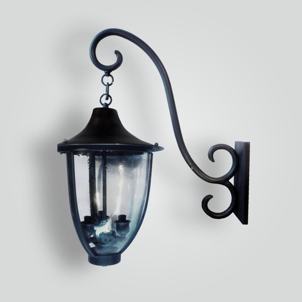 922-cb3-br-w-ba-brass-lantern-&-glass-pendant-light-on-scrolled-arm – ADG Lighting Collection