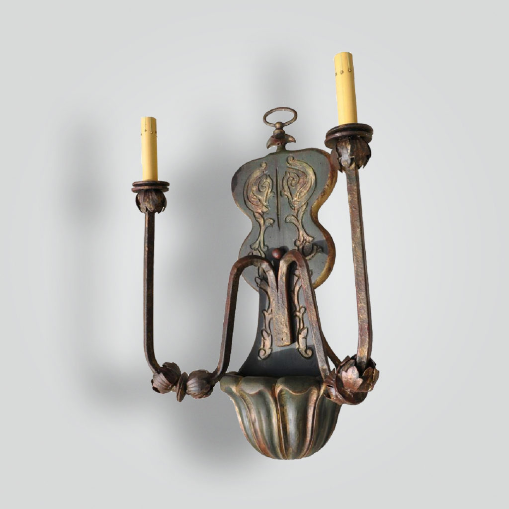 5080-cb2-irwo-s-ba Iron & Wood Carved Sconce – ADG Lighting Collection