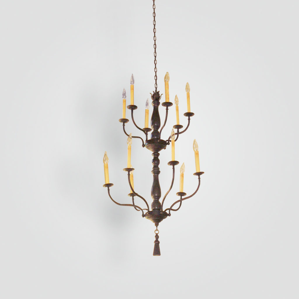 7768-mb12-irwo-h-ba Wooden and Iron Arm Monastary Chandelier – ADG Lighting Collection